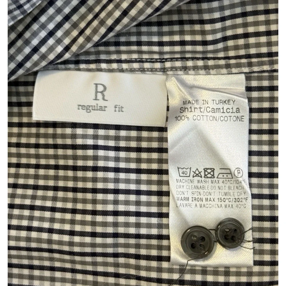 Ermenegildo Zegna Dress Shirt Men US 16 EU 41 Regular Black Gray Check Designer